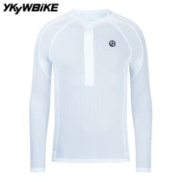 YKYWBIKE Men's Cycling Shirt Casual Road Bike Training Jersey Long Sleeve Partial Zipper Breathable MTB Shirt