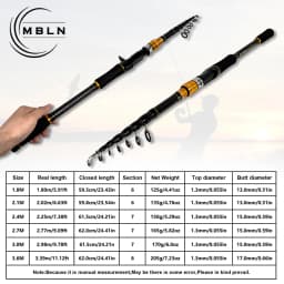 Carbon Telescopic Fishing Rod, 1.8-3.6M Ultra-Light Hard Lure Rod. Portable Short Section Sea Casting Rod, Fishing Gear.