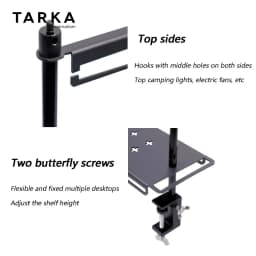 TARKA Camping Shelf Lantern Stand, Tableware Tools Hanging Rack, Multifunctional IGT Tabletop Storage Rack Light Holder