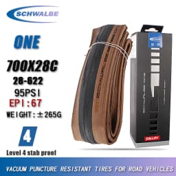 Schwalbe ONE 700x25C 28C Road Bike 700C Tubeless Folding Tire Brown Edge Puncture-resistant Bicycle Tire 