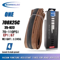 Schwalbe ONE 700x25C 28C Road Bike 700C Tubeless Folding Tire Brown Edge Puncture-resistant Bicycle Tire 