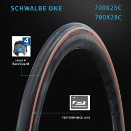 Schwalbe ONE 700x25C 28C Road Bike 700C Tubeless Folding Tire Brown Edge Puncture-resistant Bicycle Tire 