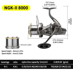 Huidiao Heavy-Duty Fishing Reel NGK-II 25KG/55LB Powerful Drag Zero Play 6+1 Shielded BB Spinning Reel for Big Game Fishing