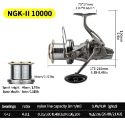 Huidiao Heavy-Duty Fishing Reel NGK-II 25KG/55LB Powerful Drag Zero Play 6+1 Shielded BB Spinning Reel for Big Game Fishing