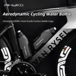 AhyKa Aerodynamic Water Bottle Set 600ml Big Capacity Food Grade PP5 Bottle With Ultralight Carbon Bottle Cage Bike Accessories
