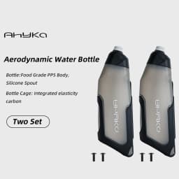 AhyKa Aerodynamic Water Bottle Set 600ml Big Capacity Food Grade PP5 Bottle With Ultralight Carbon Bottle Cage Bike Accessories