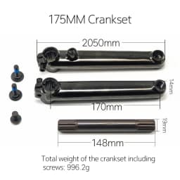 BMX Freestyle Bike 8T Crankset - 8T*19mm Crank with MID/EURO/Spanish/American BB Kit