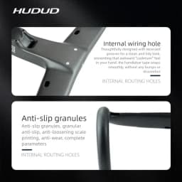HUDUD Arc Road Bike Full Carbon Fiber Ultra-Light T800 Aerodynamic Internal Cable Routing Integrated Handlebar 360g