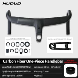 HUDUD Arc Road Bike Full Carbon Fiber Ultra-Light T800 Aerodynamic Internal Cable Routing Integrated Handlebar 360g
