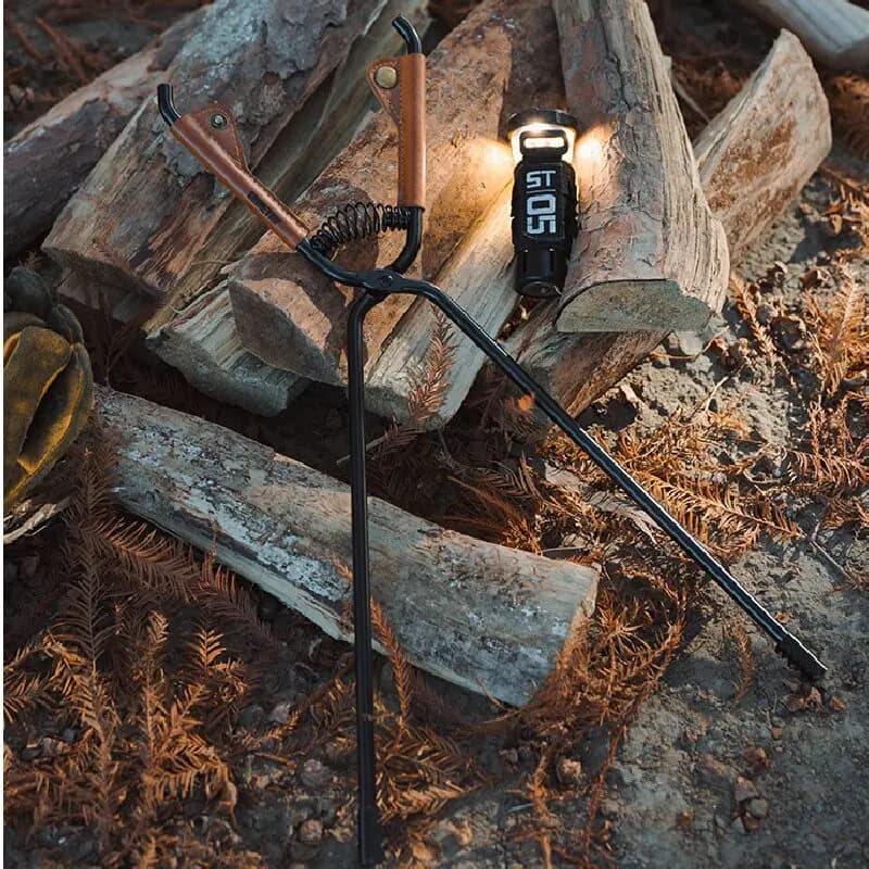Shine Trip Barbecue Clip Lightweight Portable Carbon Steel Picnic Anti-Scalding Thick Fire Tongs for Outdoor Cooking