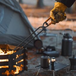 Shine Trip Barbecue Clip Lightweight Portable Carbon Steel Picnic Anti-Scalding Thick Fire Tongs for Outdoor Cooking