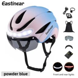 Eastinear Road Bicycle Helmet Led Lights With Magnetic Googles & Sun Visor Ride Racing Ultralight Adult Road Bike Helmet 400g