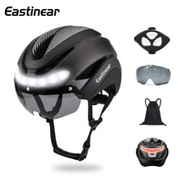Eastinear Road Bicycle Helmet Led Lights With Magnetic Googles & Sun Visor Ride Racing Ultralight Adult Road Bike Helmet 400g