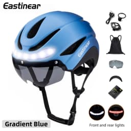 Eastinear Road Bicycle Helmet Led Lights With Magnetic Googles & Sun Visor Ride Racing Ultralight Adult Road Bike Helmet 400g