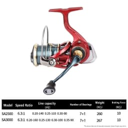 Mavllos SA Trout Spinning Reel 10KG Drag Speed Ratio 6.3:1 2500 3500 Size Smooth Shallow Spool Saltwater Bass Fishing Reel