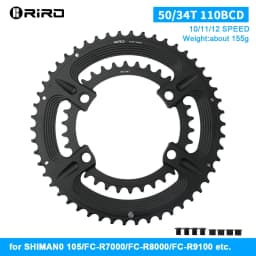 RIRO 4-Bolts 110BCD Aluminum Alloy Chainring for Shimano 105 R7000/Restore R8000/Dura-Ace R9100 50-34T 52-36T 53-39T Bike Parts