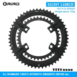 RIRO 4-Bolts 110BCD Aluminum Alloy Chainring for Shimano 105 R7000/Restore R8000/Dura-Ace R9100 50-34T 52-36T 53-39T Bike Parts