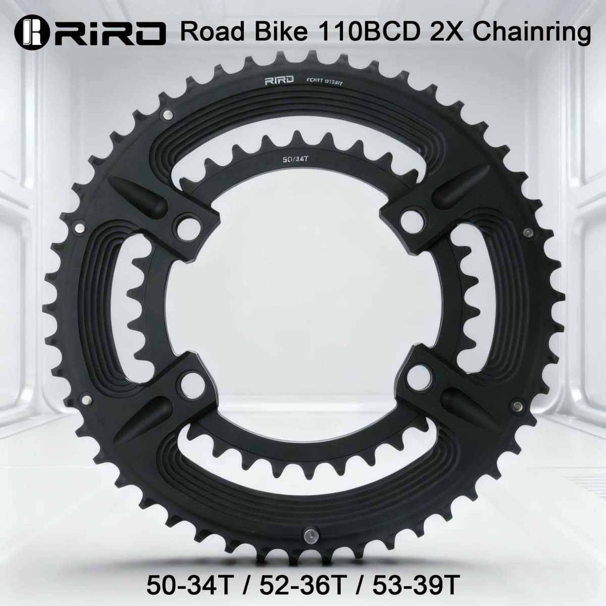 RIRO 4-Bolts 110BCD Aluminum Alloy Chainring for Shimano 105 R7000/Restore R8000/Dura-Ace R9100 50-34T 52-36T 53-39T Bike Parts
