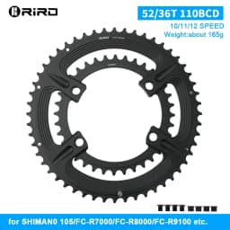 RIRO 4-Bolts 110BCD Aluminum Alloy Chainring for Shimano 105 R7000/Restore R8000/Dura-Ace R9100 50-34T 52-36T 53-39T Bike Parts