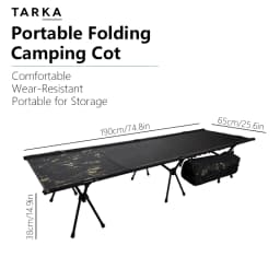 TARKA Folding Camping Cot Portable Outdoor Bed 150kg Capacity, 600D Oxford Fabric Aviation-Grade Aluminum Alloy for Picnic BBQ