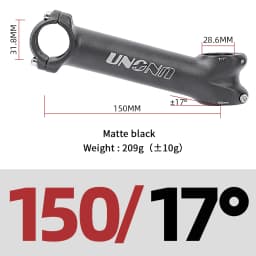 UNO Long Stem Mtb Power 140/150mm Bicycle Fork Stem Extension 7/17 Degree Handlebar Stem Riser Road Power Downstem For Bicycl