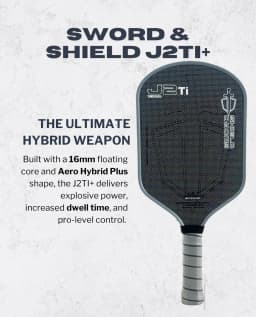 SWORD&SHIELD J2Ti Carbon Fiber, Pickleball Paddle, Polyester Carbon Weaved Face, Polymer Honeycomb Core 16MM, Large Sweet Spot