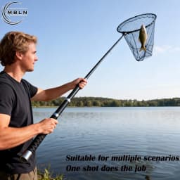 Carbon Fiber Telescopic Landing Net Pole, 6m/8m, Anti-Slip Handle, 8mm Universal Net Head, Ideal for Sea Fishing