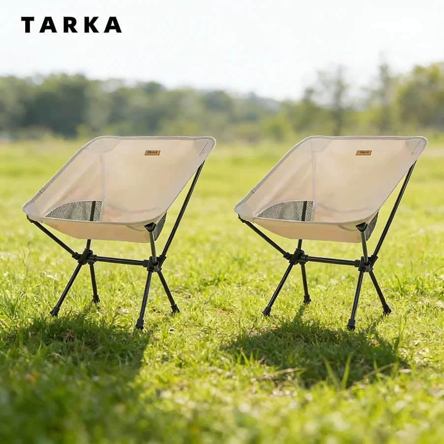 TARKA 2Pcs Folding Chairs for Camping Outdoor Portable Lightweight Foldable Chair Set for Beach Garden Balcony Backyard,