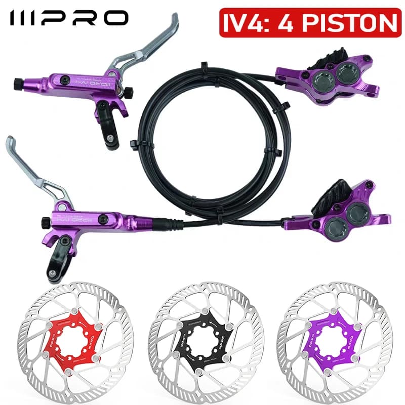 IIIPRO IV4 Bicycle Hydraulic Brakes Set 4 Piston Bike Hydraulic Disc Brake Set 160mm Road MTB Oil Pressure Brake Disc