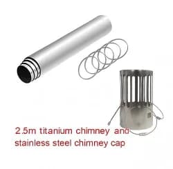 Portable 3m Titanium Chimney and SUS304 Chimney Cap Kit Tent Stove Accessories Outdoor Camping Wood Stove DIY Tube