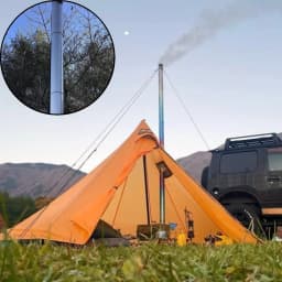 Portable 3m Titanium Chimney and SUS304 Chimney Cap Kit Tent Stove Accessories Outdoor Camping Wood Stove DIY Tube