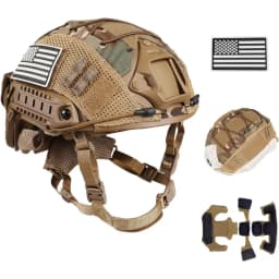 FAST Tactical Protective Helmet Adjustable Tactical Helmet with Battery Pouch & Cover for Airsoft, Cosplay, Military Gear