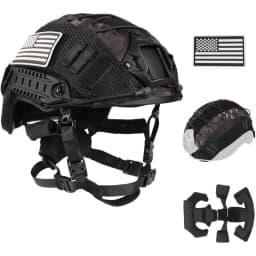 FAST Tactical Protective Helmet Adjustable Tactical Helmet with Battery Pouch & Cover for Airsoft, Cosplay, Military Gear