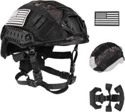 FAST Tactical Protective Helmet Adjustable Tactical Helmet with Battery Pouch & Cover for Airsoft, Cosplay, Military Gear