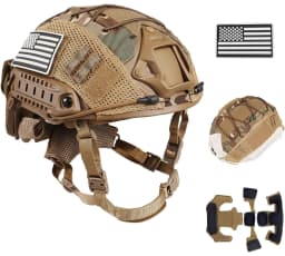FAST Tactical Protective Helmet Adjustable Tactical Helmet with Battery Pouch & Cover for Airsoft, Cosplay, Military Gear