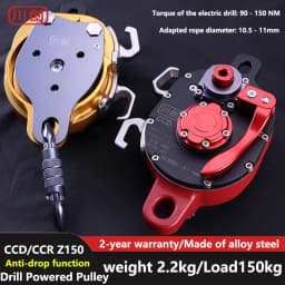 CCD/CCR Z150 Anti-drop Rope Climber Lift Drill Drive Pulley Eight Rings Ascender Power Doubling Climbing System Powered