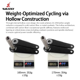 WUZEI Road Bike Carbon Crank 24mm Spindle 165 170mm Bicycle Crankset 8 Bolts Direct Mount Speed Bike Sprocket for Shimano R8000