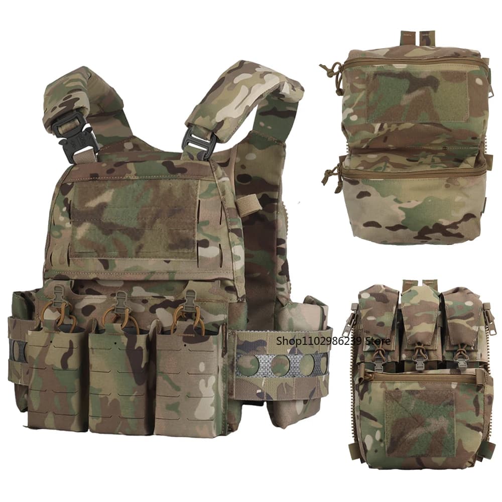FCPC V5 Style Tactical Plate Carrier Vest – MOLLE Modular Hunting & Airsoft Vest with Back Panel Utility Pouch