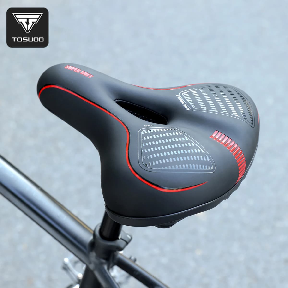 TOSUOD Bicycle Saddle Thicken PU Soft Racing Breathable Rainproof Seat for MTB Road Bike Ergonomic Comfortable Cushion
