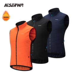 HISERWA Winter Cycling Vest Sleeveless Thermal Fleece Bicycle Gelit Windproof Waterproof Bike Vest High Quality Zipper