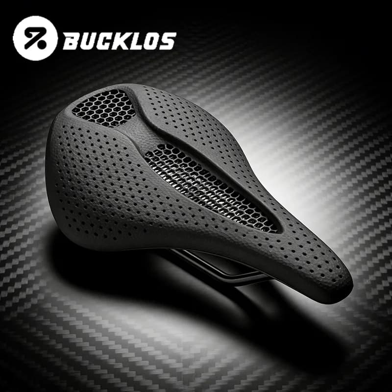 BUCKLOS Ergonomic Road Bike Saddle Carbon Fiber 3D Printed Ultralight Racing BIke Saddle Breathable 3D-Printed Bike Seat Part