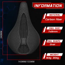 BUCKLOS Ergonomic Road Bike Saddle Carbon Fiber 3D Printed Ultralight Racing BIke Saddle Breathable 3D-Printed Bike Seat Part