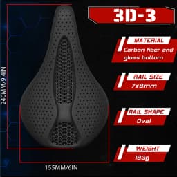 BUCKLOS Ergonomic Road Bike Saddle Carbon Fiber 3D Printed Ultralight Racing BIke Saddle Breathable 3D-Printed Bike Seat Part