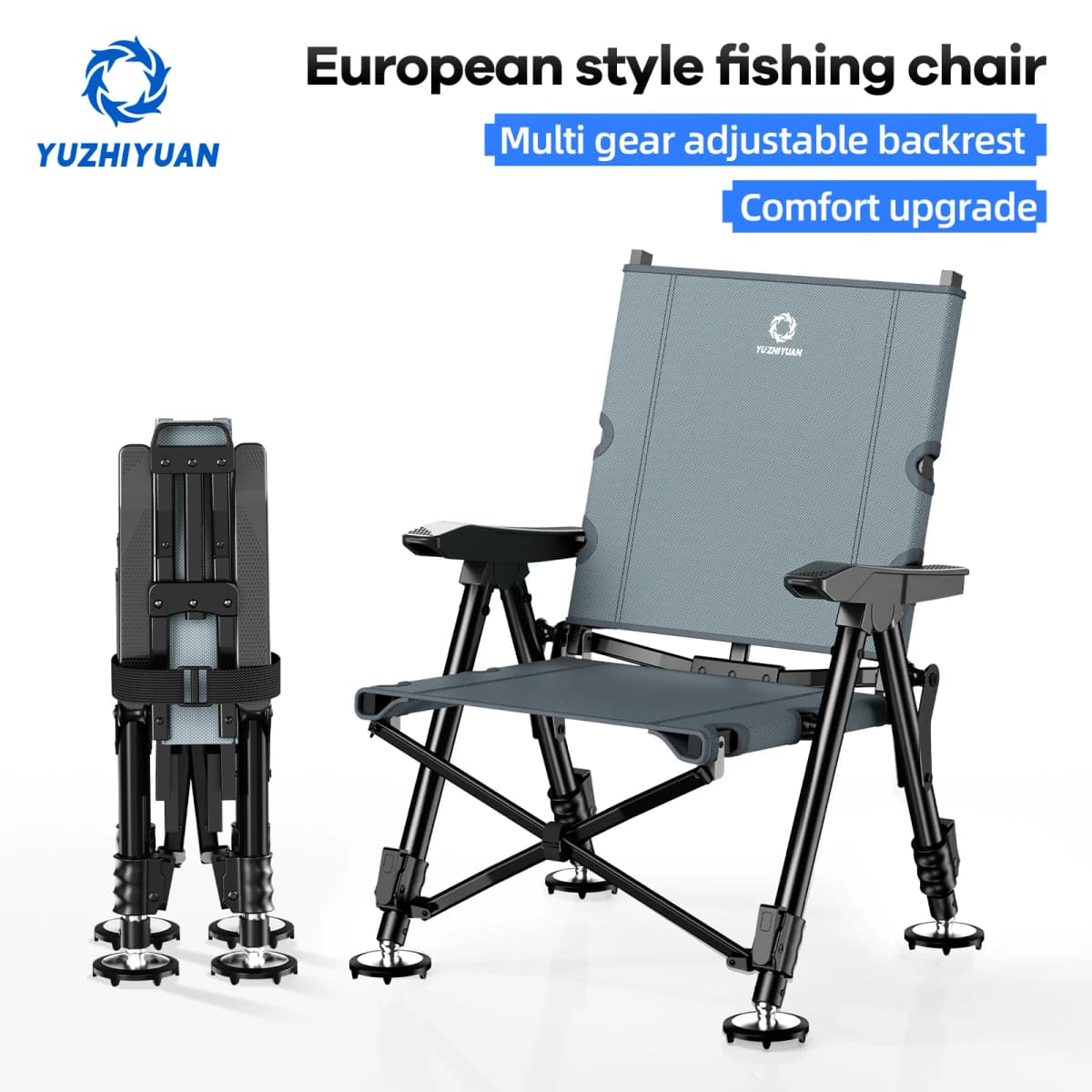 Foldable Outdoor Fishing Chair, All-Terrain, Adjustable, Portable, Telescopic Legs, Lightweight, Camping, Outdoor Activities