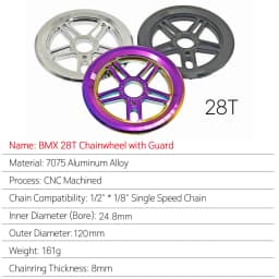 BMX Sprocket 1/2"*1/8" 25/28T Lightweight Aluminum Alloy 7075 CNC Bicycle Chainwheel Racing Performance Bike Chainring BMX Parts