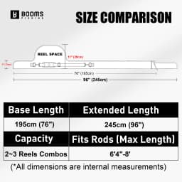 Booms Fishing 195cm Extended Design Fishing Rod and Reel Case Portable Folded 50cm Fishing Poles Case Fishing Spinning Bag