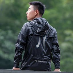 ROCKBROS Waterproof Cycling Rain Coat Men Breathable Windproof Reflective Hooded Raincoat Outdoor Sport Windbreaker Jacket