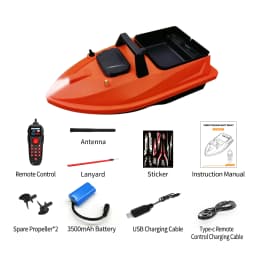 MBLN Mini GPS Bait Boat – 24 Waypoints, Beidou/GPS Navigation, Auto Return, Cruise Control, Quiet Dual Motor, Water Temp Sensor