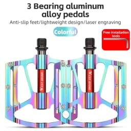 WEST BIKING Ultralight Cycling Pedals 3 Bearing MTB Road Bike 7075 Aluminum Alloy Non-slip Flat Pedal Multicolor Cycling Parts