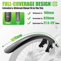 RBRL Bicycle Rear Fender Mudguard for 27.5 28 29 inch MTB Extended Widen Full Coverage E-Bike Mudguard with Quick Release Velcro